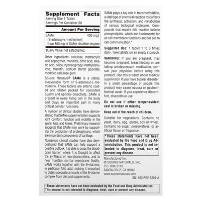 Source Naturals, Same, 400 mg, 30 Enteric-Coated Tablets