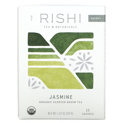 Rishi Tea, organiczna pachnąca zielona herbata, Jasmine, 15 Sachets, 1,37 uncji (39 g) Rishi Tea, organiczna pachnąca zielona herbata, Jasmine, 15 Sachets, 1,37 uncji (39 g)