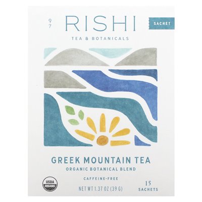 Rishi Tea, grecka herbata górska, kofeina, 15 saszetów, 1,37 uncji (39 g) Rishi Tea, grecka herbata górska, kofeina, 15 saszetów, 1,37 uncji (39 g)