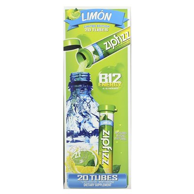 Zipfizz, Zdrowa energia mieszaj z witaminą B12, Limon, 20 rur, 0,39 uncji (11 g) każda