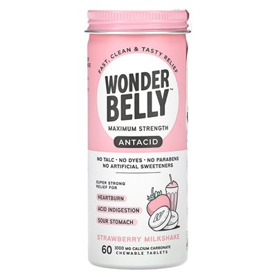 Wonderbelly, Antacid, Strawberry Milkshake, 60 Chewable Tablets Wonderbelly, Antacid, Strawberry Milkshake, 60 Chewable Tablets