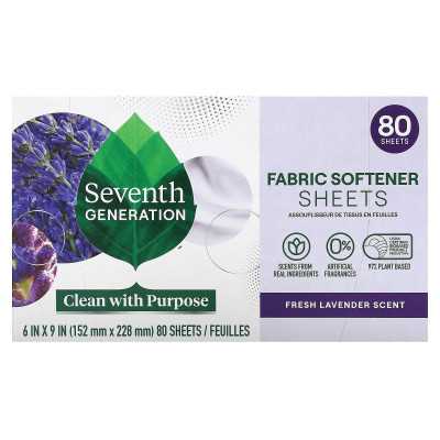 Seventh Generation, Fabric Softener Sheets, Fresh Lavender, 80 Sheets Seventh Generation, Fabric Softener Sheets, Fresh Lavender, 80 Sheets