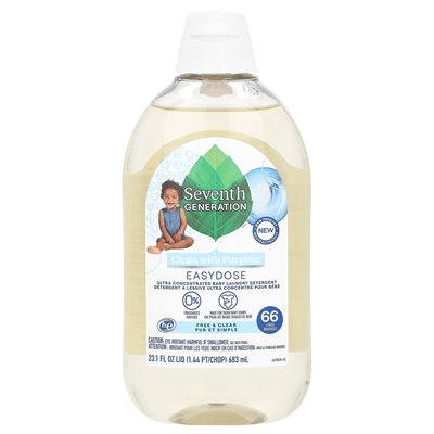 Siódma generacja, łatwa dawka ultra skoncentrowana detergent prania dziecięcego, darmowy i czysty, 23,1 Fl Oz (683 ml)