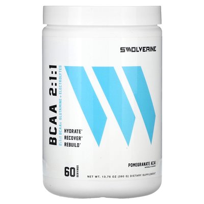 SWOLVERINE, BCAA 2: 1: 1, Granat Acai, 13,76 uncji (390 g) SWOLVERINE, BCAA 2: 1: 1, Granat Acai, 13,76 uncji (390 g)