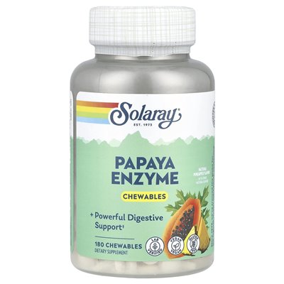 Solaray, enzym papai, naturalny ananas, 180 żuć