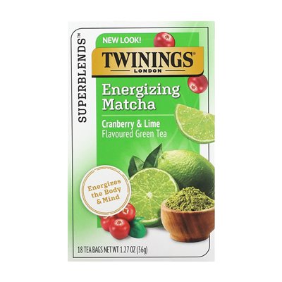 Twinings, Energia Matcha Green Tea, Cranberry & Lime, 18 tea bags, 1.27 oz (36 g)