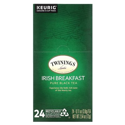 Bliźniacze, czysta czarna herbata, irlandzkie śniadanie, 24 K-cup, 0,11 uncji (3 g) Bliźniacze, czysta czarna herbata, irlandzkie śniadanie, 24 K-cup, 0,11 uncji (3 g)