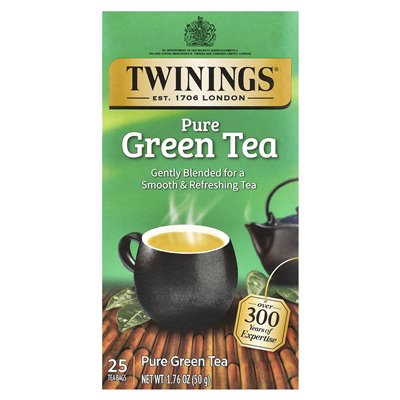 Twin Pure Grüner Tee, 25 Teebeutel, 1,76 oz (50 g) Twin Pure Grüner Tee, 25 Teebeutel, 1,76 oz (50 g)