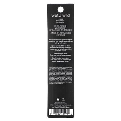 Wet n Wild, Shatter Resistant, Waterproof Retractable Gel Eyeliner, 1111491 Blackst Black, 0.008 oz (0.23 g)