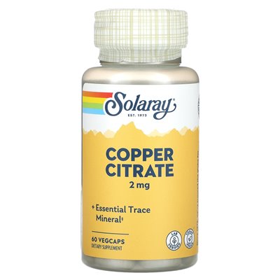 Solaray, Copper Citrate, 2mg, 60 Vegcaps