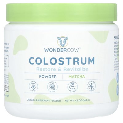 Wondercow, Colostrum Powder, Matcha, 4.9 oz (140 g) Wondercow, Colostrum Powder, Matcha, 4.9 oz (140 g)