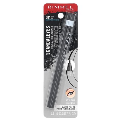 Rimmel London, Scandal'eyes, thick and thin eyeliner, 001 black, 0.0367 fl oz (1.1 ml)
