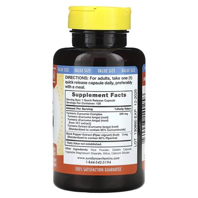 Sundance Vitamins, Standardized Turmeric Curcumin Complex, 120 Quick Release Capsules Sundance Vitamins, Standardized Turmeric Curcumin Complex, 120 Quick Release Capsules