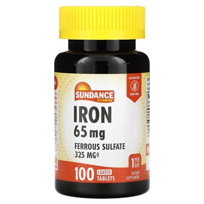 Sundance Vitamins, Iron, 65 mg, 100 Coated Tablets Sundance Vitamins, Iron, 65 mg, 100 Coated Tablets