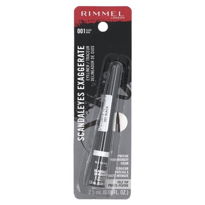 Rimmel London, Scandal'eyes, Exaggerate Eyeliner, 001 Schwarz, 0,08 fl oz (2,5 ml)