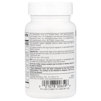 Źródło Naturals, Daily Essential Enzymes®, 500 mg, 60 kapsułek