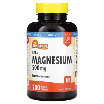Sundance Vitamins, Ultra Magnesium, 500 mg, 200 Coated Caplets Sundance Vitamins, Ultra Magnesium, 500 mg, 200 Coated Caplets