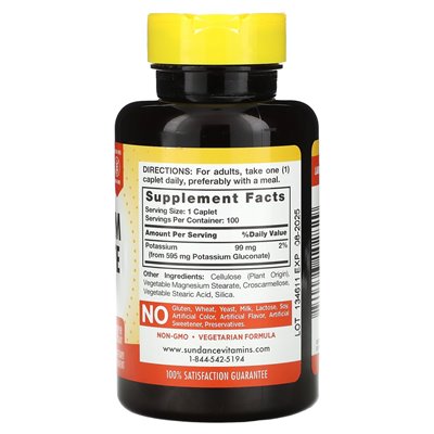 Sundance Vitamins, Potassium Gluconate, 595 mg, 100 Caplets Sundance Vitamins, Potassium Gluconate, 595 mg, 100 Caplets