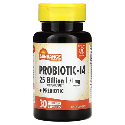 Witaminy Sundance, probiotyk-14, 71 mg, 30 kapsułek wegetariańskich (35,5 mg na kapsułkę)