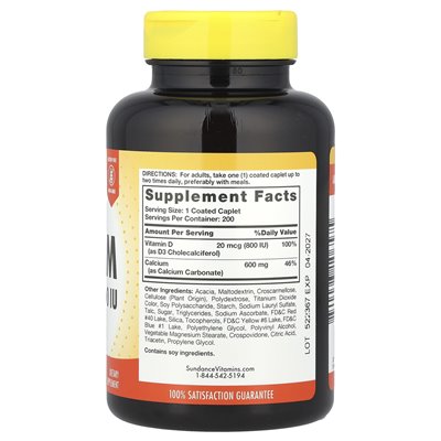 Sundance Vitamins, Calcium + D3, 200 Coated Caplets Sundance Vitamins, Calcium + D3, 200 Coated Caplets