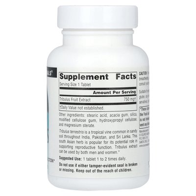 Źródło Naturals, ekstrakt z Tribulus, 750 mg, 60 tabletek Źródło Naturals, ekstrakt z Tribulus, 750 mg, 60 tabletek