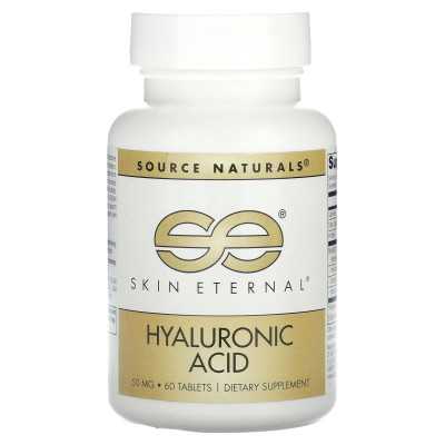 Źródło naturalne, skóra wieczna, kwas hialuronowy, 50 mg, 60 tabletek Źródło naturalne, skóra wieczna, kwas hialuronowy, 50 mg, 60 tabletek