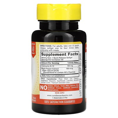 Sundance Vitamins, Absorbable CoQ10, 100 mg, 60 Quick Release Softgels Sundance Vitamins, Absorbable CoQ10, 100 mg, 60 Quick Release Softgels