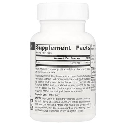 Źródło Naturals, Biotyna, 5000 mcg, 60 tabletek
