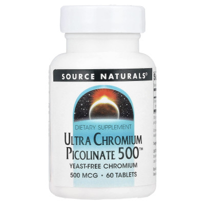 Źródło Naturals, Ultra Chromium Picoline 500 ™, 500 mcg, 60 tabletek