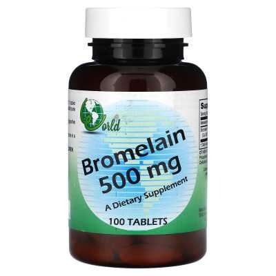 Światowy ekologiczny, Bromelain, 500 mg, 100 tabletek
