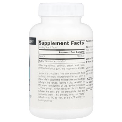 Źródło Naturals, tauryna, 500 mg, 120 tabletek