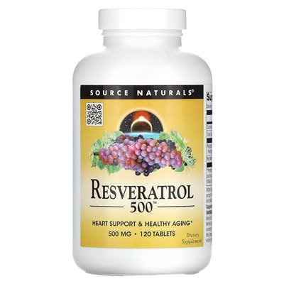 Źródło Naturals, Resveratrol 500 ™, 500 mg, 120 tabletek