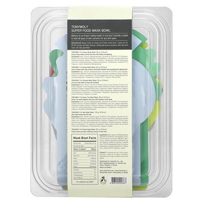 Toniymoly, super food Beauty Mask Bowl, 6 arkuszy, 0,74 uncji (21 g) każdy