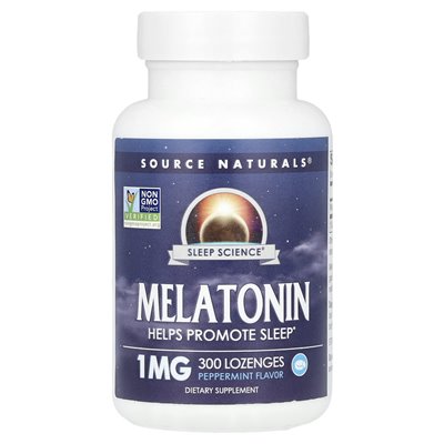 Source Naturals, Nauka Snu, Melatonina, Mięta Pieprzowa, 1 mg, 300 czopków Source Naturals, Nauka Snu, Melatonina, Mięta Pieprzowa, 1 mg, 300 czopków