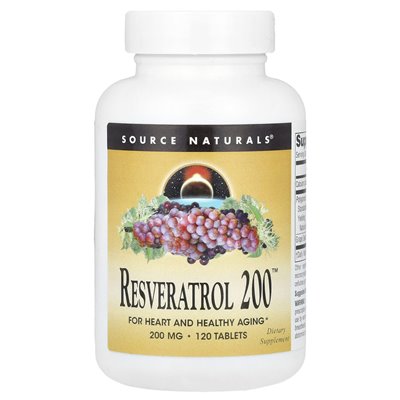 Źródło Naturals, Resveratrol 200 ™, 200 mg, 120 tabletek