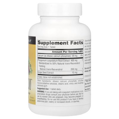 Źródło Naturals, Resveratrol 200 ™, 200 mg, 120 tabletek