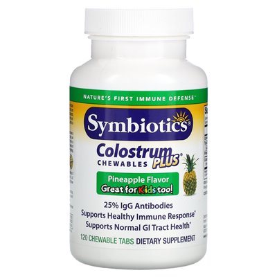 Symbiotics, Kolostrum Plus, Do Żucia, Ananas, 120 Żuć tabletek Symbiotics, Kolostrum Plus, Do Żucia, Ananas, 120 Żuć tabletek