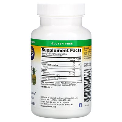 Symbiotics, Kolostrum Plus, Do Żucia, Ananas, 120 Żuć tabletek Symbiotics, Kolostrum Plus, Do Żucia, Ananas, 120 Żuć tabletek