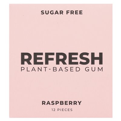 Refresh Kaugummi, Pflanzenkaugummi, Himbeere, 12 Stück