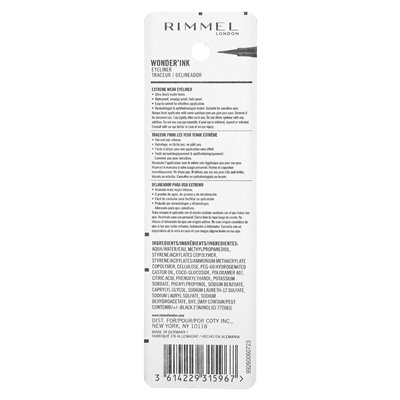 Rimmel London, Wonder'ink Eyeliner, Waterproof, 001 Black, 0,03 fl oz (1 ml)