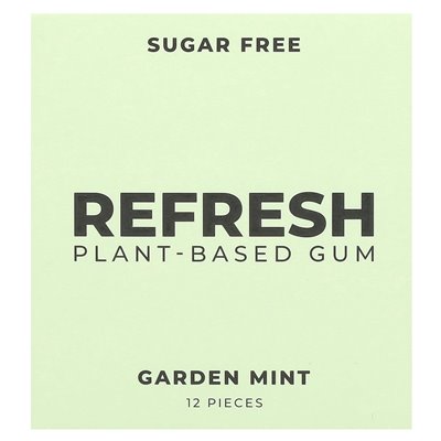 Refresh gum, vegetable gum, garden mint, 12 pieces