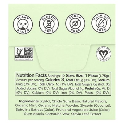 Refresh gum, vegetable gum, garden mint, 12 pieces