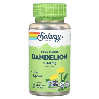 Solaray, True Herbs, mniszek lekarski, 1040 mg, 100 Vegcaps (520 mg na Vegcap)