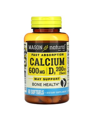 Mason Natural, Kalzium mit Vitamin D3, Rapid Capture, 60 Kapseln