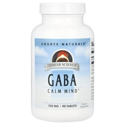 Źródło Naturals, Serene Science®, GABA, 750 mg, 90 tabletek