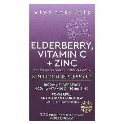 Viva Naturals, Bzak, Vitamin C + Zinc, 120 Capsules