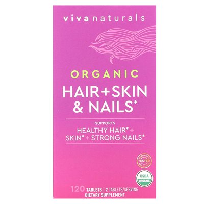 Viva Naturals, organiczne włosy + skóra i paznokcie, 120 tabletek