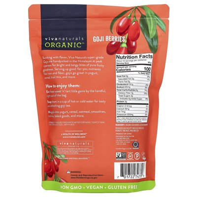 Viva Naturals, Organic Hand-Picked Goji Berries, 1 lb (454 g)
