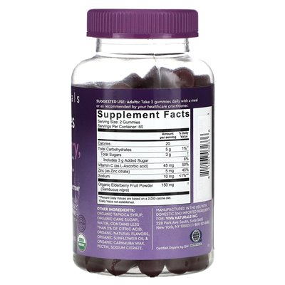 Viva Naturals, Ökologische Zerstörung, Vitamin C + Zink, Himbeerrausch, 120 Gummibärchen