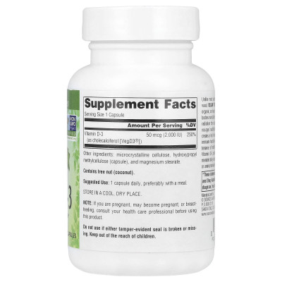 Źródło Naturals, wegańskie true®, witamina bez GMO D-3, 50 mcg (2000 IU), 120 wegańskich kapsułek